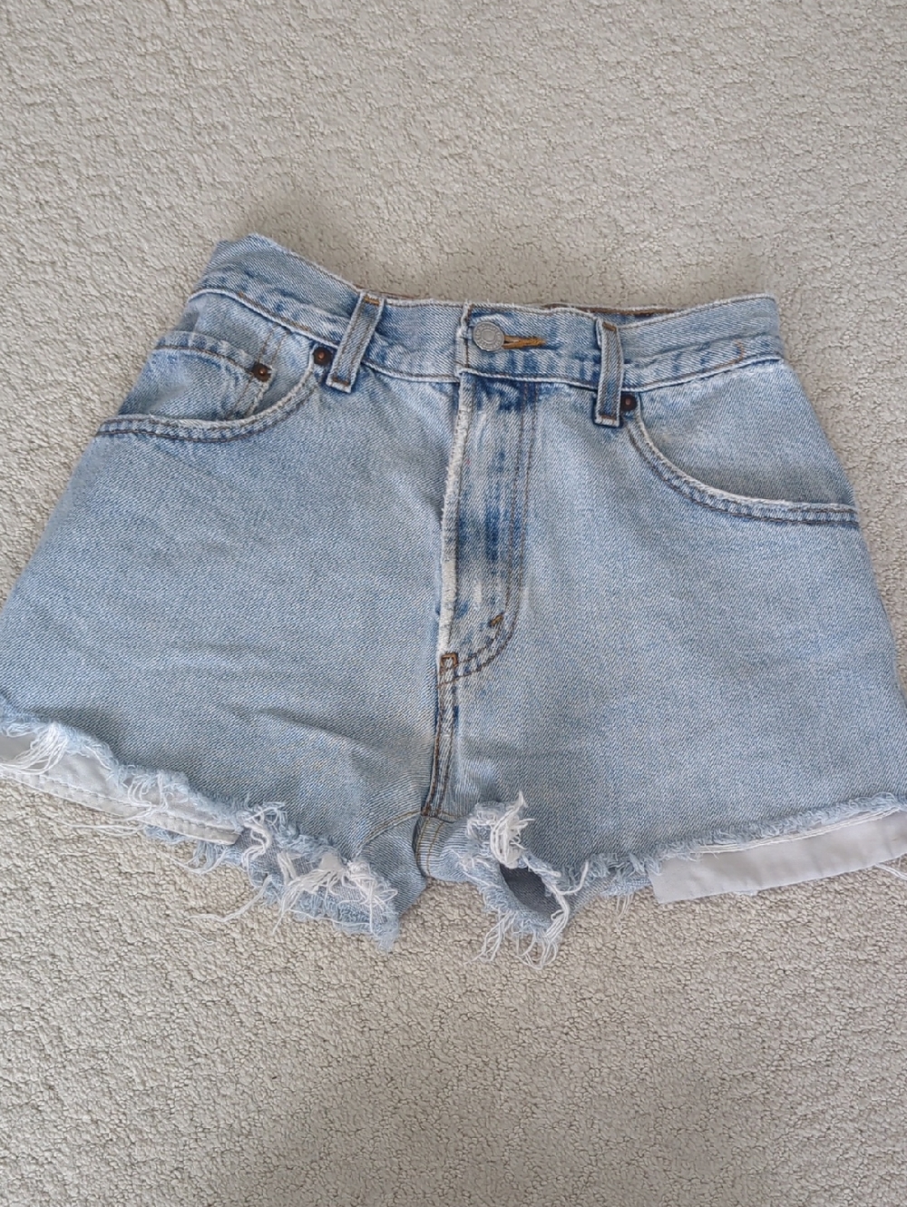 Levis Vintage Size 24 Light Wash Denim Frayed Hem Women's Shorts